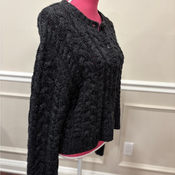 Jenni Kayne Charcoal Cable Juliet Cardigan in Charcoal. - Picture 3 of 6